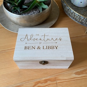 Personalised Wooden Memory/ Keepsake Box in 3 sizes with Hinged Lid and Metal Fastening - Mothers Day gift