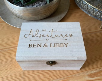 Personalised Wooden Memory/ Keepsake Box in 3 sizes with Hinged Lid and Metal Fastening - Mothers Day gift