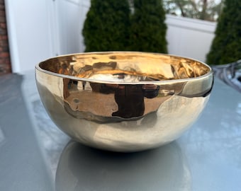 Tibetan Golden Hand Hammered Singing Bowl Meditation Healing Temple Bell Sound Therapy