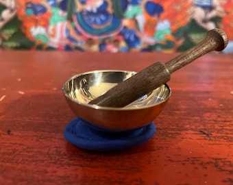 Small Singing Bowl Set: 2&quot; Bell, Mallet, Cushion