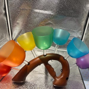 Juego de 7 cuencos cantores de cristal afinados con chakras: 432 Hz, sanación sonora