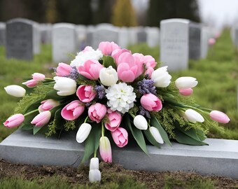 Custom Memorial Flowers for Headstone Flowers Silk Flower Bouquet for Cemetery for Mother Day Flower Blanket for Memorial Flower for Her