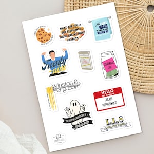 Nieuw stickervel voor meisjes met 10 gratis kiss-cut-stickers bubbels, stickers Jessica Day, Nick Miller, Schmidt, Winston Bishop, tv-showstickers nieuwe meisjes