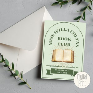 Club de lectura de Miss Willa Colyns "De sangre y ceniza" - Tarjeta en blanco con impresión digital de descarga instantánea / Tarjetas FBAA para cumpleaños, aniversarios o inauguración de la casa