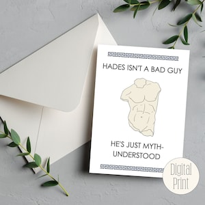 Hades to zabawna cyfrowa karta z pozdrowieniami w stylu mitu | Mitologia starożytnej Grecji, urodziny, rocznica lub parapetówka