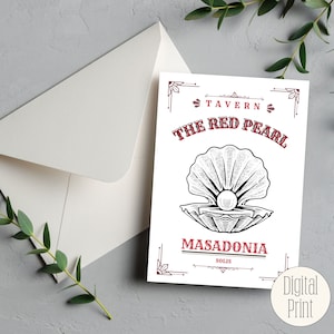 Tarjeta en blanco "La Perla Roja" de Sangre y Ceniza, descarga digital / Impresión artística instantánea FBAA / Tarjetas de cumpleaños, aniversarios y inauguración de la casa / Bookish