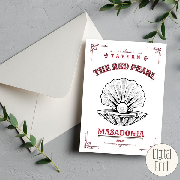 The Red Pearl From Blood and Ash Blank Card Digital Download | FBAA Instant Art Print | Birthday, Anniversary & Housewarming Cards | Bookish