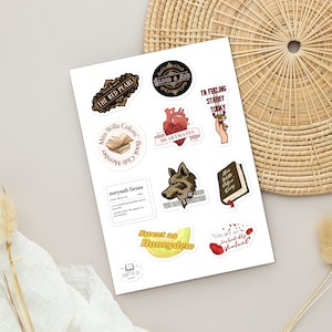 Feuille d'autocollants en vinyle Blood and Ash avec 10 autocollants découpés sans bulles, produits dérivés et vêtements FBAA, cadeaux fantastiques romantiques livresques