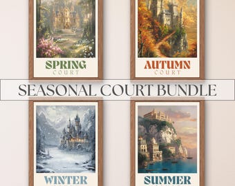 Bundle d'art mural saisonnier ACOTAR en téléchargement numérique Un tribunal d'épines et de roses Impression instantanée, tribunal de printemps, tribunal d'été, tribunal d'automne