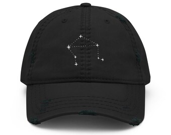 Libra Zodiac Constellation Star Sign Distressed Cap | Astrology Apparel | Zodiac Star Sign Birthday Gift Ideas | Astrology Lover Summer Wear