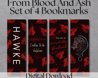 FBAA Bookmarks Set of 4 - From Blood and Ash, Hawke and Poppy (Digital Download)