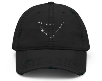 Capricorn Zodiac Constellation Star Sign Distressed Cap | Astrology Apparel | Zodiac Sign Birthday Gift Ideas | Astrology Lover Summer Wear