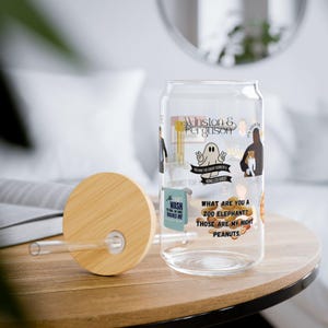 New Girl Sticker Glass Tumbler, Iced Coffee Cup Glass With Lid and Straw, New Girl Designs, Jess and Nick, Schmidt, Winston Bishop, Gifts
