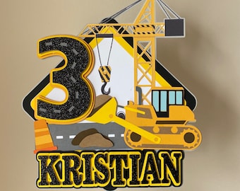 Personalized Cake Topper | Construction Inspired Cake Topper | Construction Birthday Party | Construction decorations | Construction Party