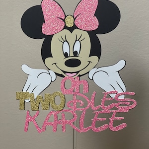 Personalized Cake Topper | Minnie Mouse Party | Oh Two dles theme Cake Topper | Minnie Mouse Decorations | 2nd birthday Girl Party