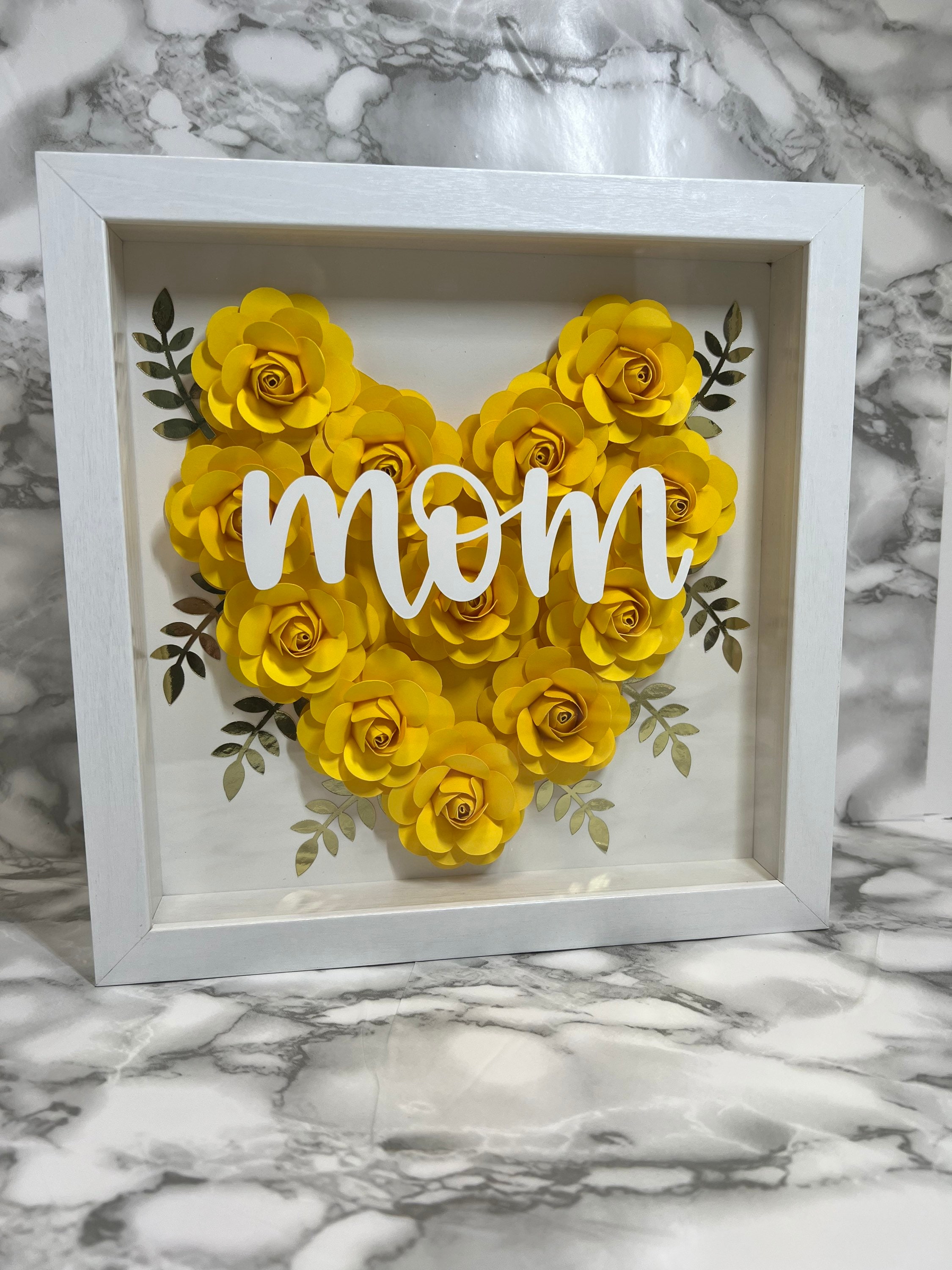 MOM Flower Shadow Box. Mother's Day Shadowbox. Gift for Etsy