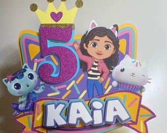 Personalized Cake Topper | Gabby Dollhouse Inspired Cake Topper | Gabby Dollhouse Birthday Party | Gabby Dollhouse decorations
