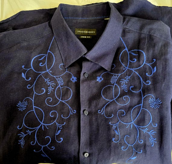 jhane barnes dress shirts Jhane Barnes Shirt Mens Medium Brown Abstract Long Sleeve Pocket Button Up Japan