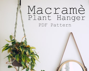 Easy macramè plant hanger pattern, beginner DIY tutorial, PDF knot guide, come fare un semplice porta piantine, istruzioni in italiano