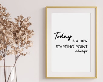 Today is a New Starting Point Always Office Decor Digital Download JPG PNG The Best Wall Decor Positive Quotes Meditation Room Decor