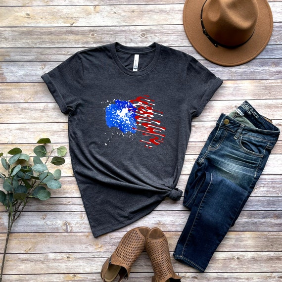 Fourth of July Red White and Blue Flag T Shirt Faux Splash - Etsy
