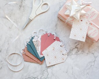 Paper Gifts Tags - Gold, Blue, Pink