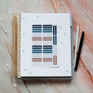 Happy Birthday Planner Stickers - Blue