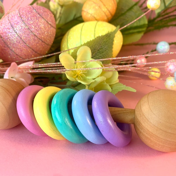 Wooden Baby Rattle Etsy