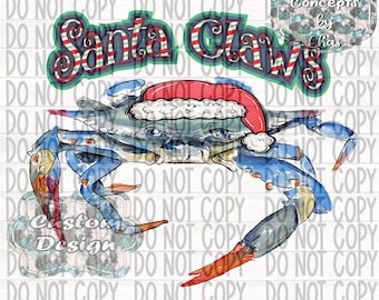 Santa Claws Crab Louisiana Cajun Christmas Sublimation PNG Digital Transparent 300dpi File