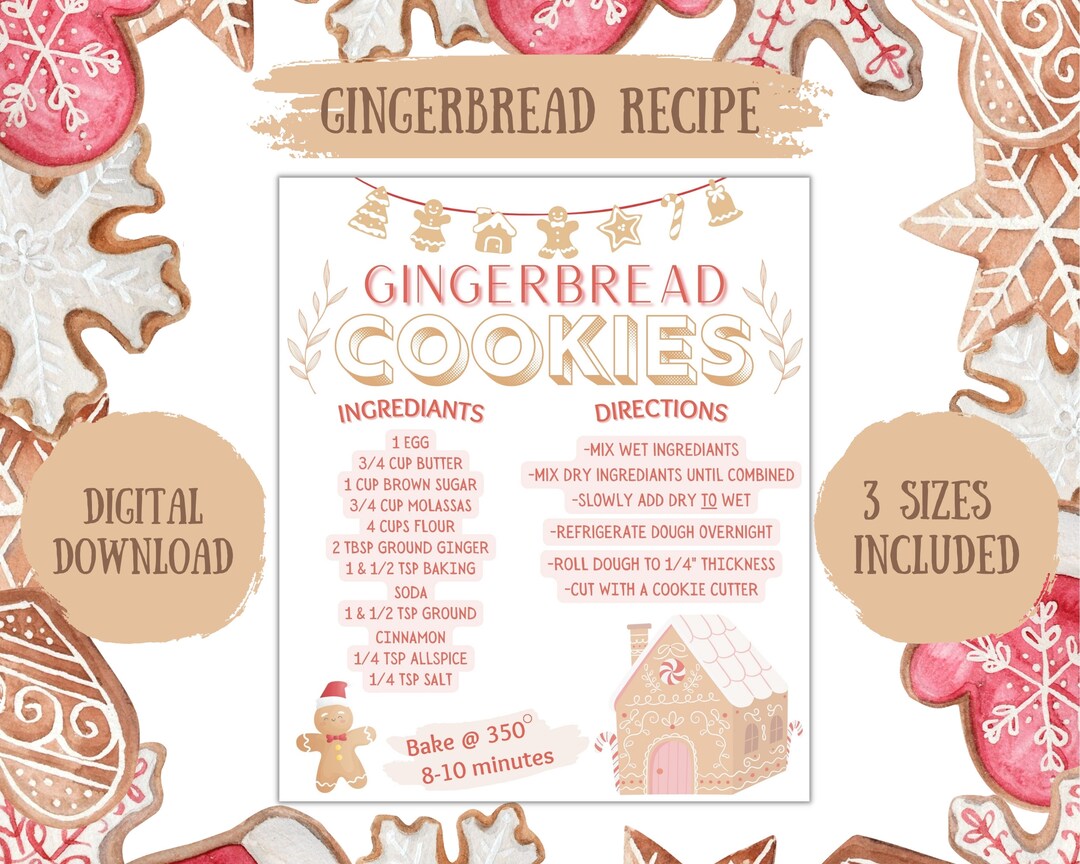 Gingerbread Holiday Printable, Cute Christmas Indoor Decoration for ...