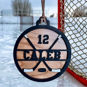 HOCKEY ORNAMENT | Custom Hockey Ornament with name & number | Free Shipping |