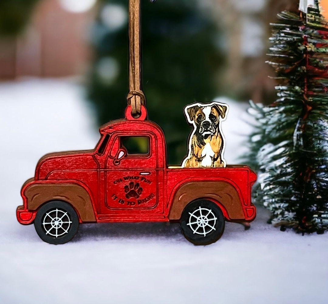 BOXER DOG ORNAMENT Rustic Red Truck Ornament 100 Breeds Available Etsy