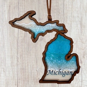 MICHIGAN ORNAMENT | Great Lakes Ornament | Michigan | Free Shipping | Customizable with your city name
