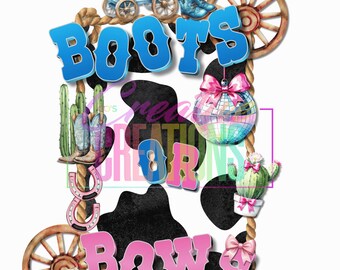 Boots or Bows Gender Reveal PNG