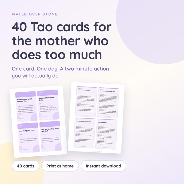 Tao Te Ching mindfulness cards for moms