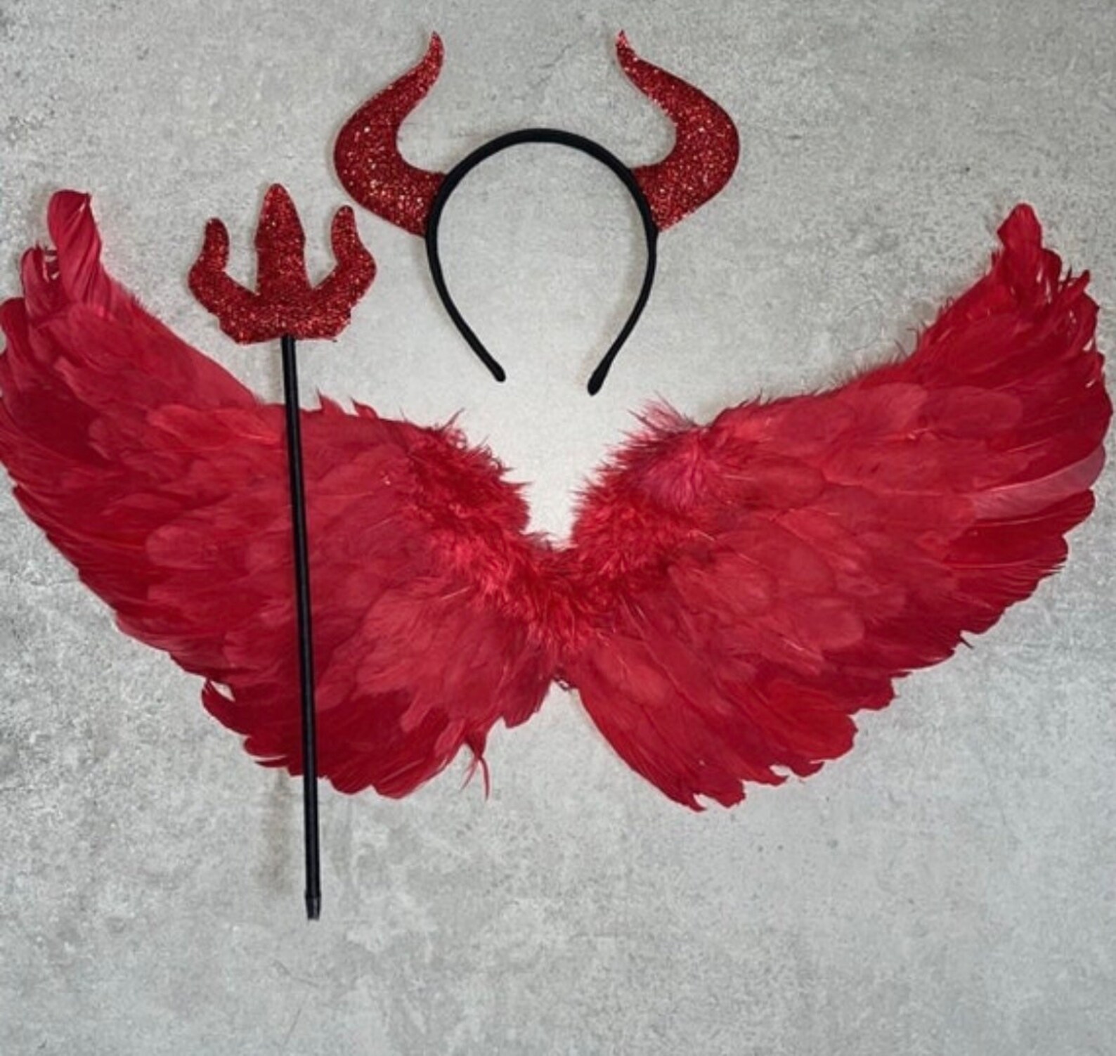 Red Devil Set, Red Wings, Devil Accessories, Devil Horns, Devil Fork