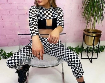 Checkerboard trousers, black and white check trousers , checkered trousers , festival shorts, rave shorts, festival outfit, festival wear