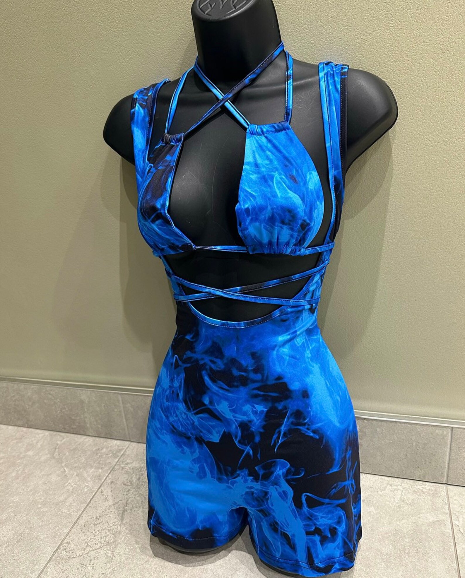 Womens Blue Unitard Festival Romper Rave Outfit Rave Etsy UK