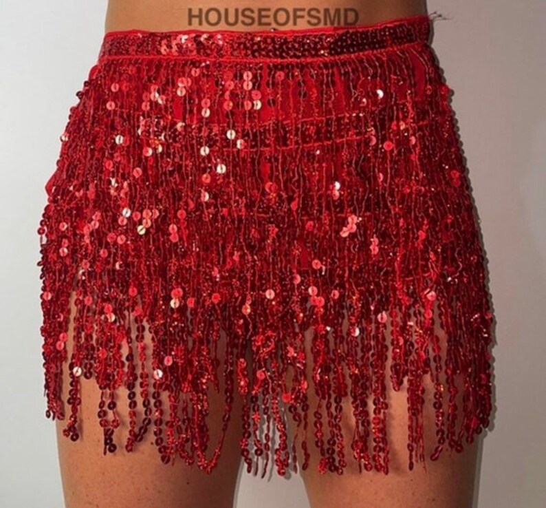 Red Tassel Skirt, Red Skirt, Wrap Skirt, Cover up Skirt, Tassel Skirt