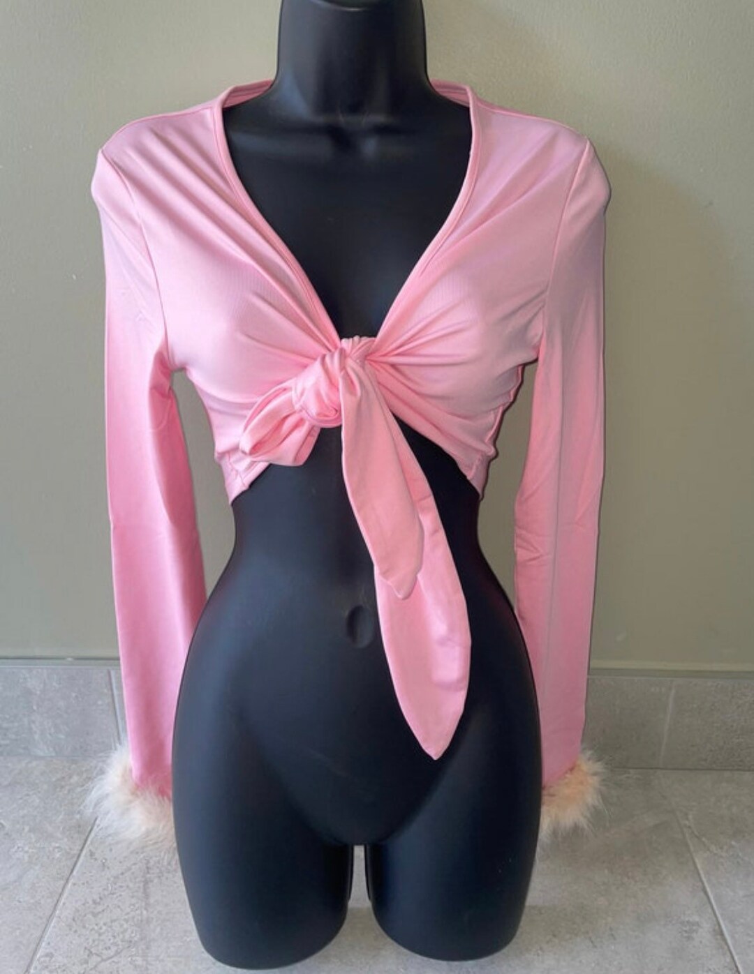 Pink Fluffy Crop Top Tie Crop Top Tie up Pink Top Festival Etsy