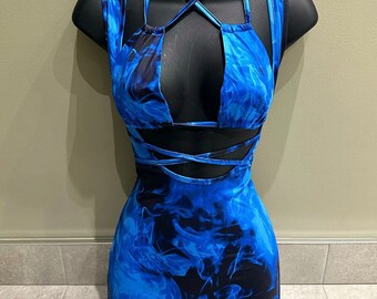 Womens blue unitard, festival romper, rave outfit, rave romper, playsuit, festival playsuit, festival outfit, womens rave wear, crop top