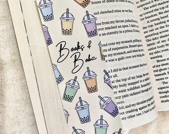Books and Boba Bookmark, Bubble Tea Tapioca Pearls Drink Reader Gift