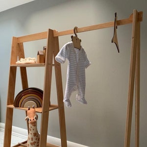 Wooden Clothing Wardrobe, Toddlers Dressing Rack, Montessori Children Furniture