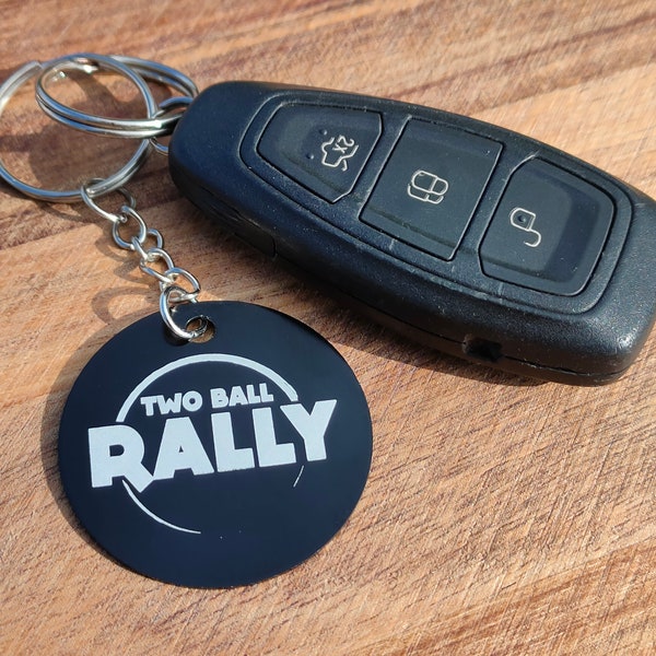 Two Ball Rally Keyring, Official TBR Branded Keychain, Aluminium laser-engraved Two Ball Rally Keyring/Keychain