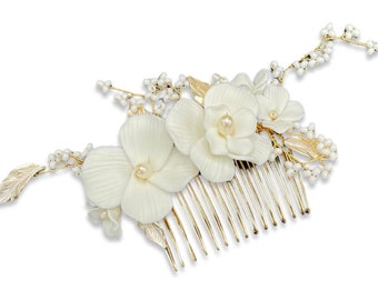 Bridal Hair Comb | Floral Wedding Hair Comb | Pearl Bridal Hair Piece | Bridal Hair Accessory