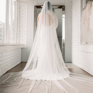 Soft Cathedral Bridal Veil Long Wedding Veil Plain Wedding Veil Simple Veil zdjęcie 4