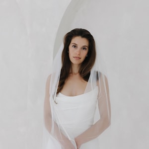 Satin Edge Veil, satin trim veil, pencil edge veil, classic timeless veil, satin ribbon edge veil, modern classic veil