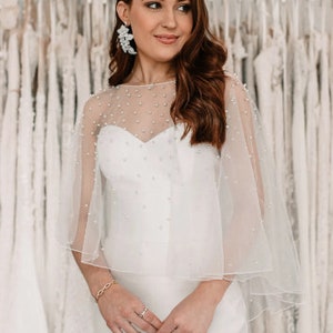 Pearl Capelet for Bride Pearl Bridal Bolero Wedding Pearl Bolero image 4