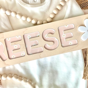 Daisy Flower Name Puzzle, Name Puzzle for Kids, Wood Personalized Gift for Toddler, Name Puzzle Keepsake, Custom Baby Gift, Nursery Decor