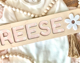 Daisy Flower Name Puzzle, Name Puzzle for Kids, Wood Personalized Gift for Toddler, Name Puzzle Keepsake, Custom Baby Gift, Nursery Decor